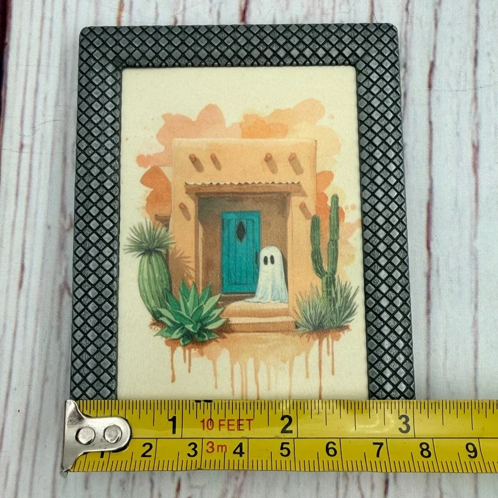 Southwestern Ghost Art Print in Textured Diamond Frame Desert Decor 3x4